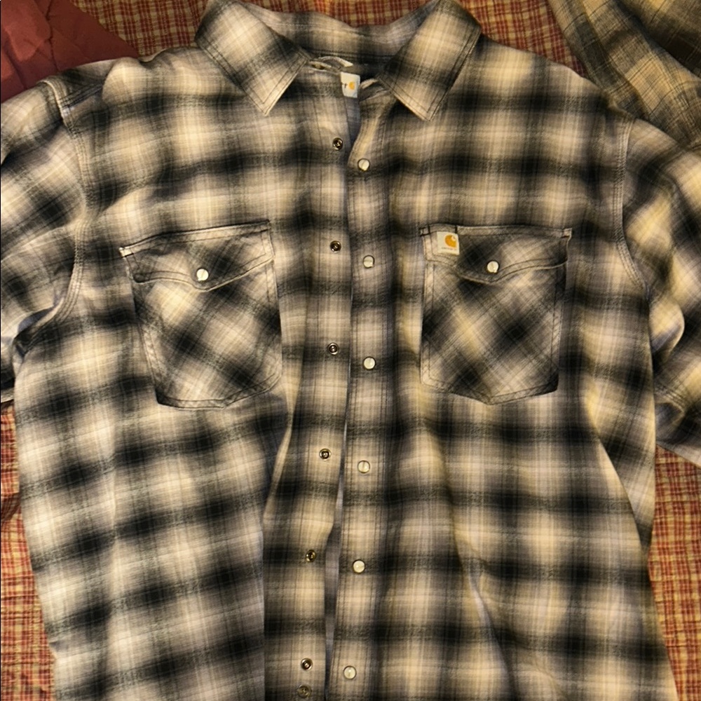 Carhartt Men's Black and White Plaid Shirt
